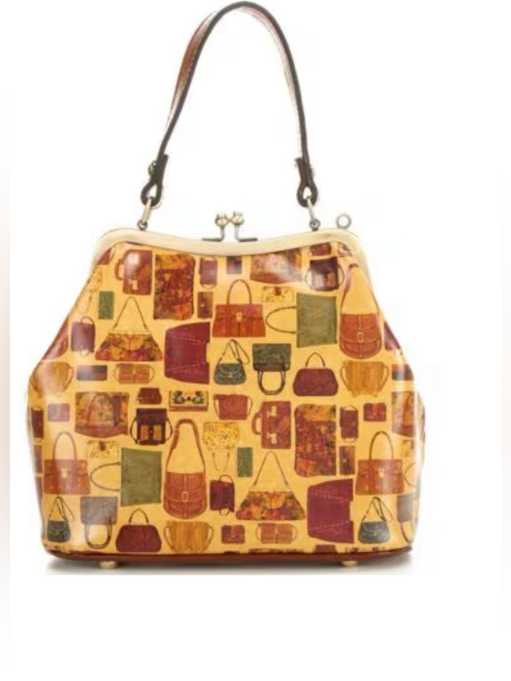 Patricia Nash Yellow Printed Kiss-Lock Leather Shoulder Bag
